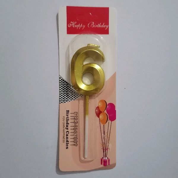Candle Number Metalic 6