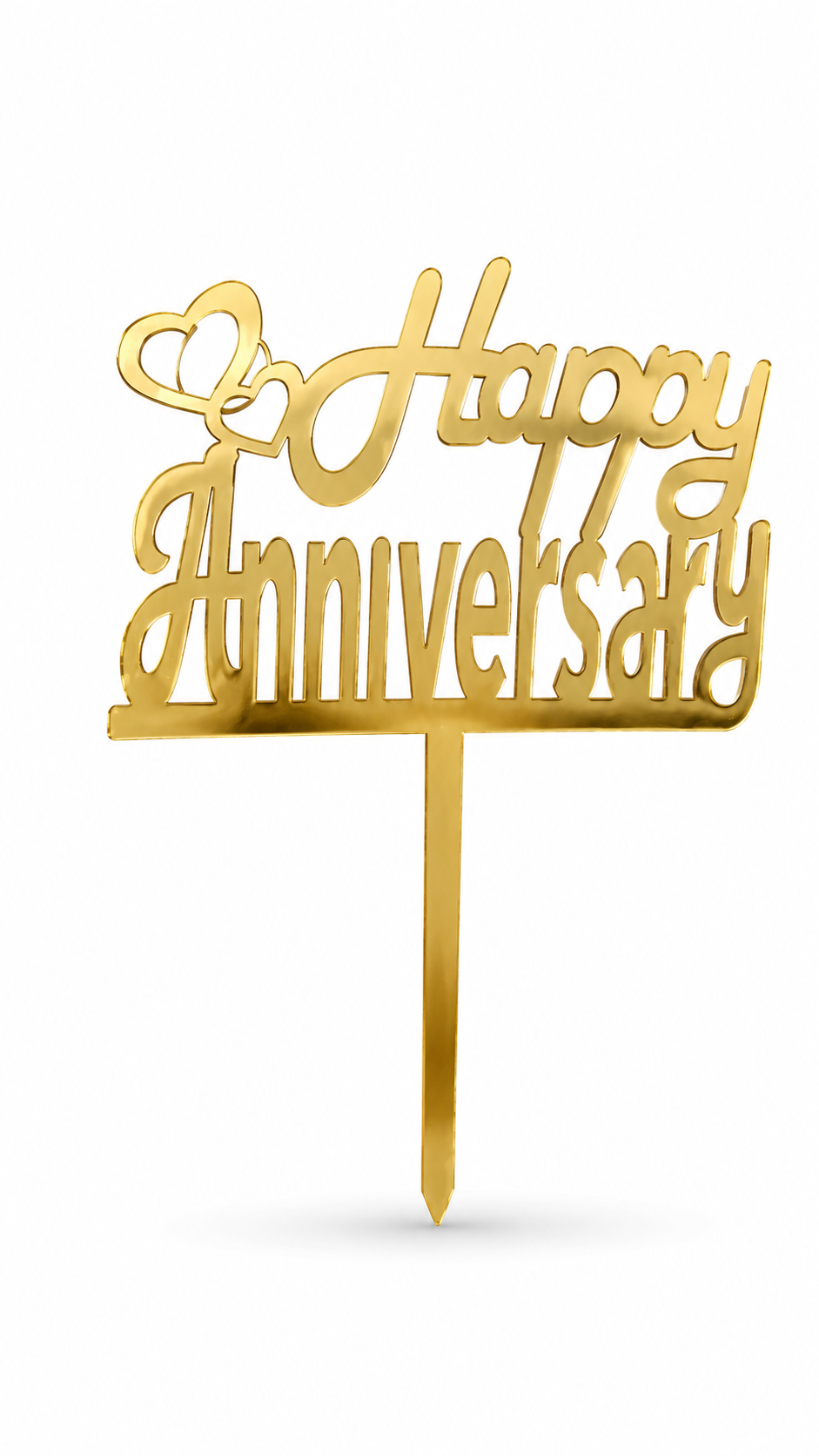 Happy Anniversary Acrylic Cake Topper – Premium Mirror Finish Cake Decoration