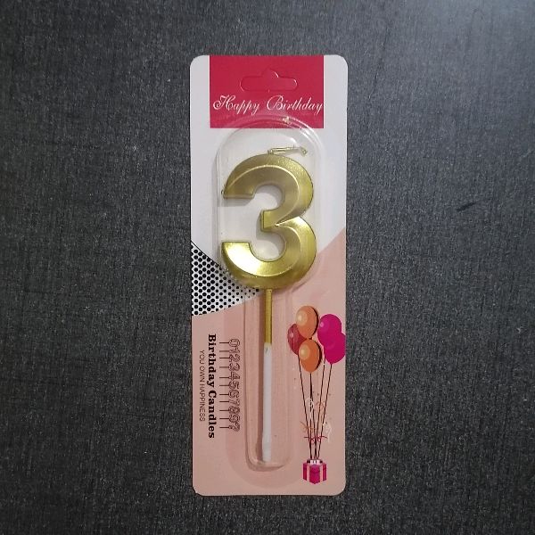 Candle Number Metalic 3