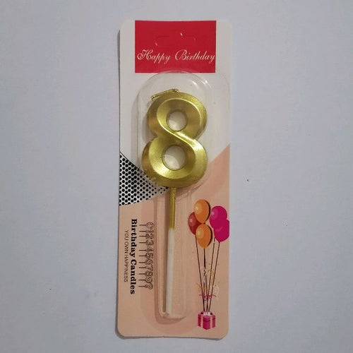 Candle Number Metalic 8