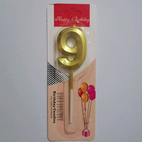Candle Number Metalic 9