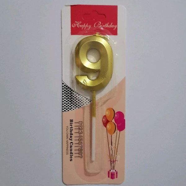 Candle Number Metalic 9